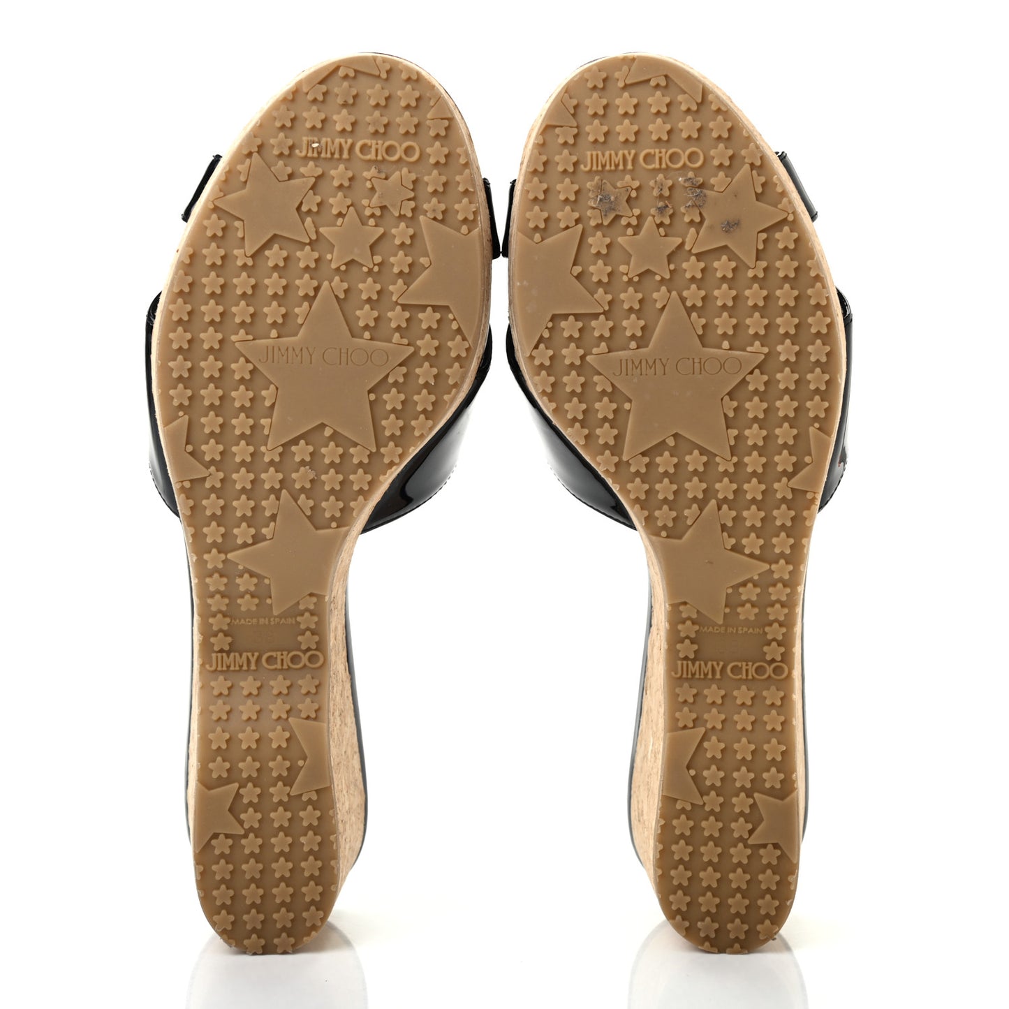 Patent Prima Cork Wedge Sandals 38 Black