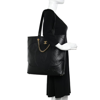 Chanel Calfskin Stitched CC Shopper Tote Black 2 of 12