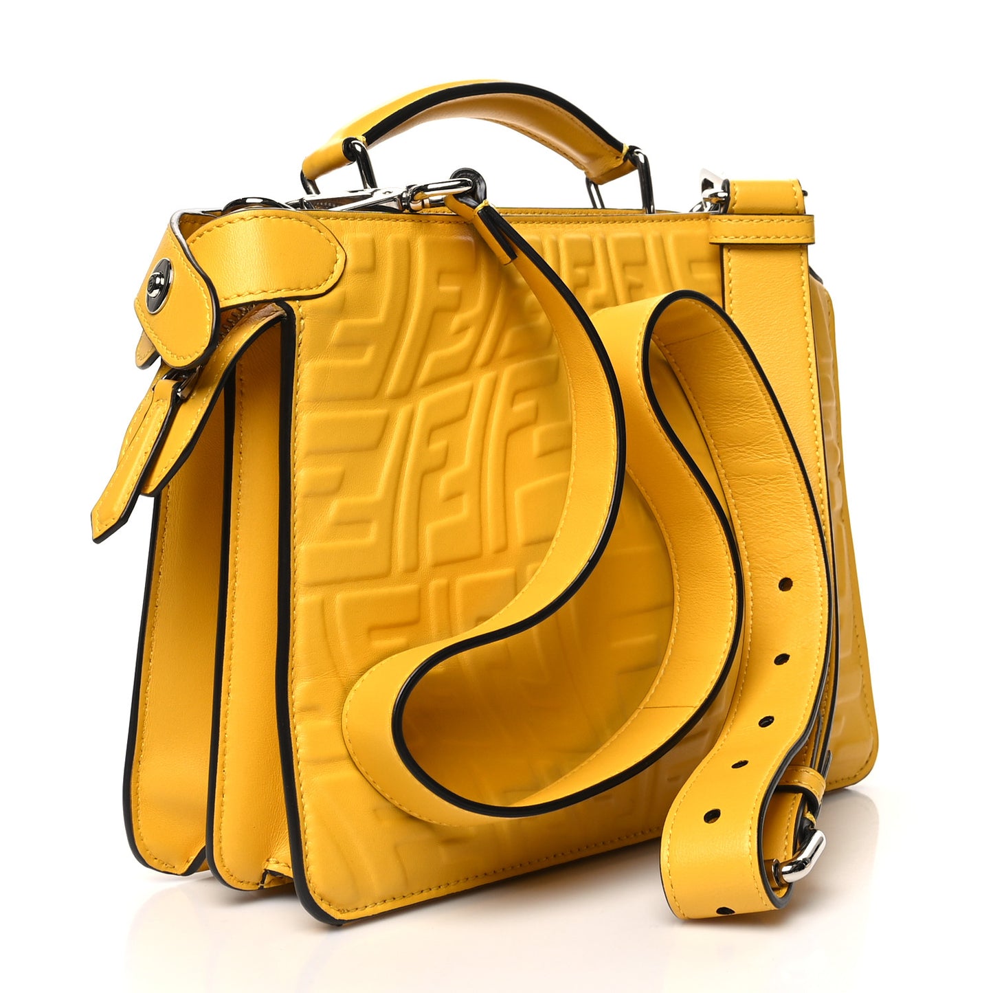 X SARAH COLEMAN Nappa FF Fish Eye Embossed Mini Peekaboo I SEE U Satchel Mimosa