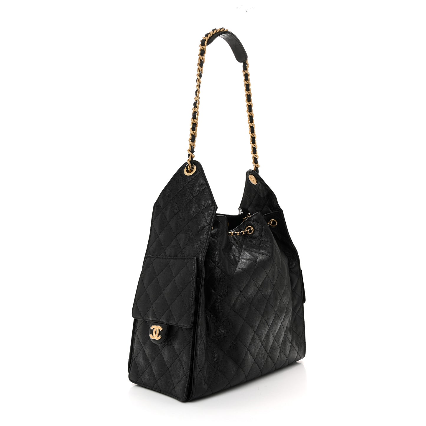 Caviar Quilted Medium Chanel 25 Handbag Black