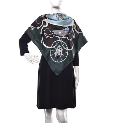 Hermes Silk Springs Scarf 90 Vert Sapin Anthracite Celadon 2 of 6