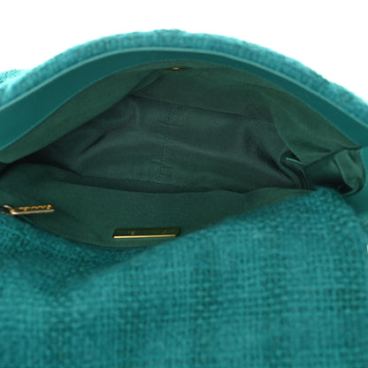 Chanel Tweed Quilted Large Chanel 19 Flap Green 5 of 13