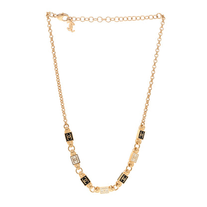 Chanel Metal Enamel CC Squares Choker Gold White Black 3 of 6