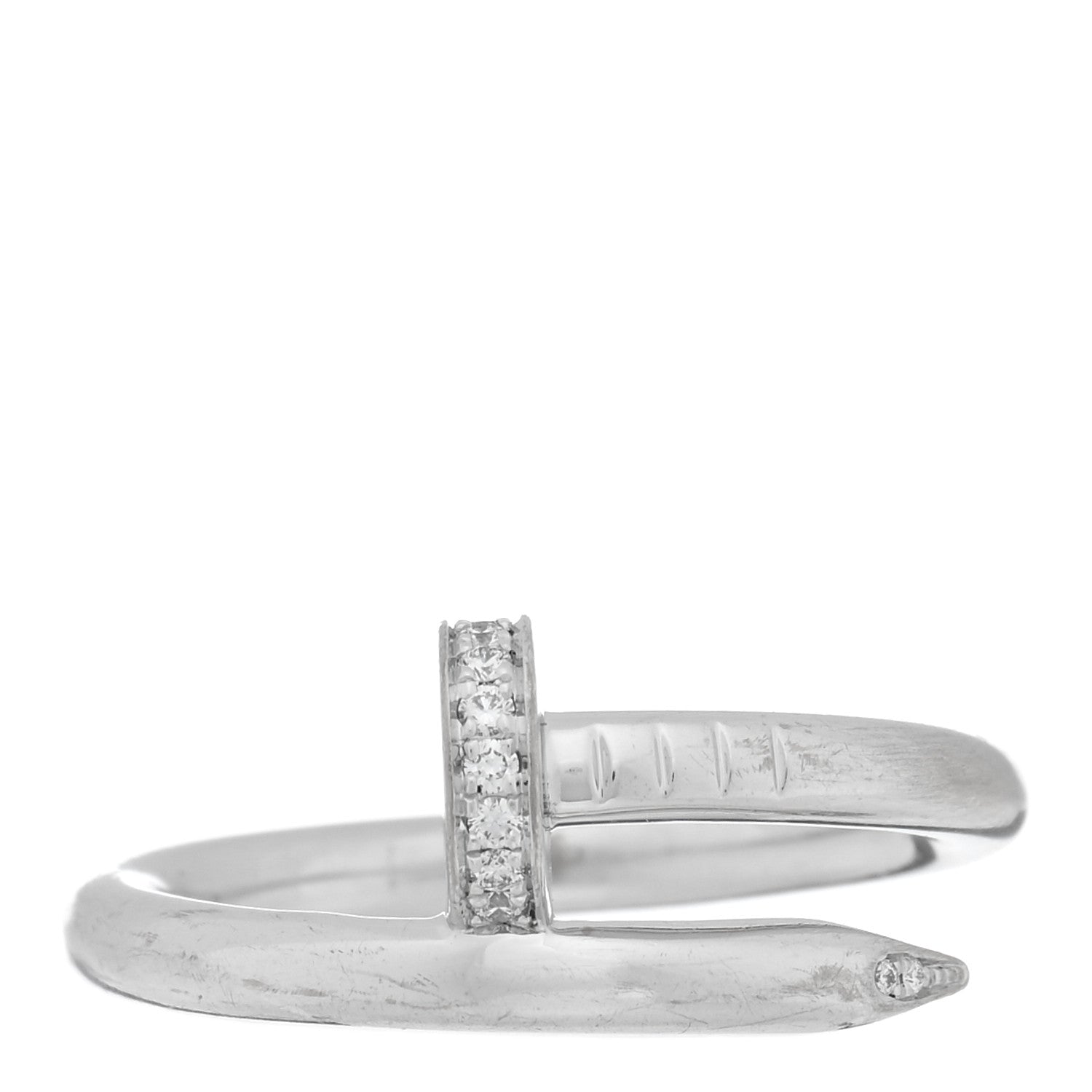 Cartier 18K White Gold Diamond Juste Un Clou Ring 56 7.5 1 of 5