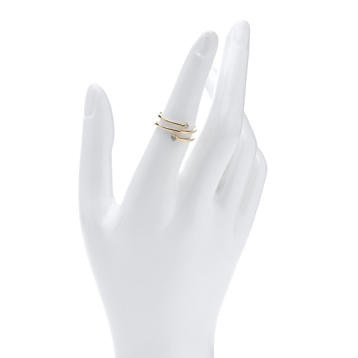 Tiffany 18K Yellow Gold Diamond Elsa Peretti Double Hoop Ring 53 6.25 2 of 6