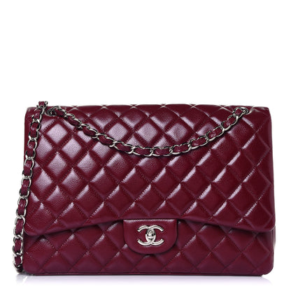 Chanel Caviar Quilted Maxi Single Flap Dark Red 1 of 15