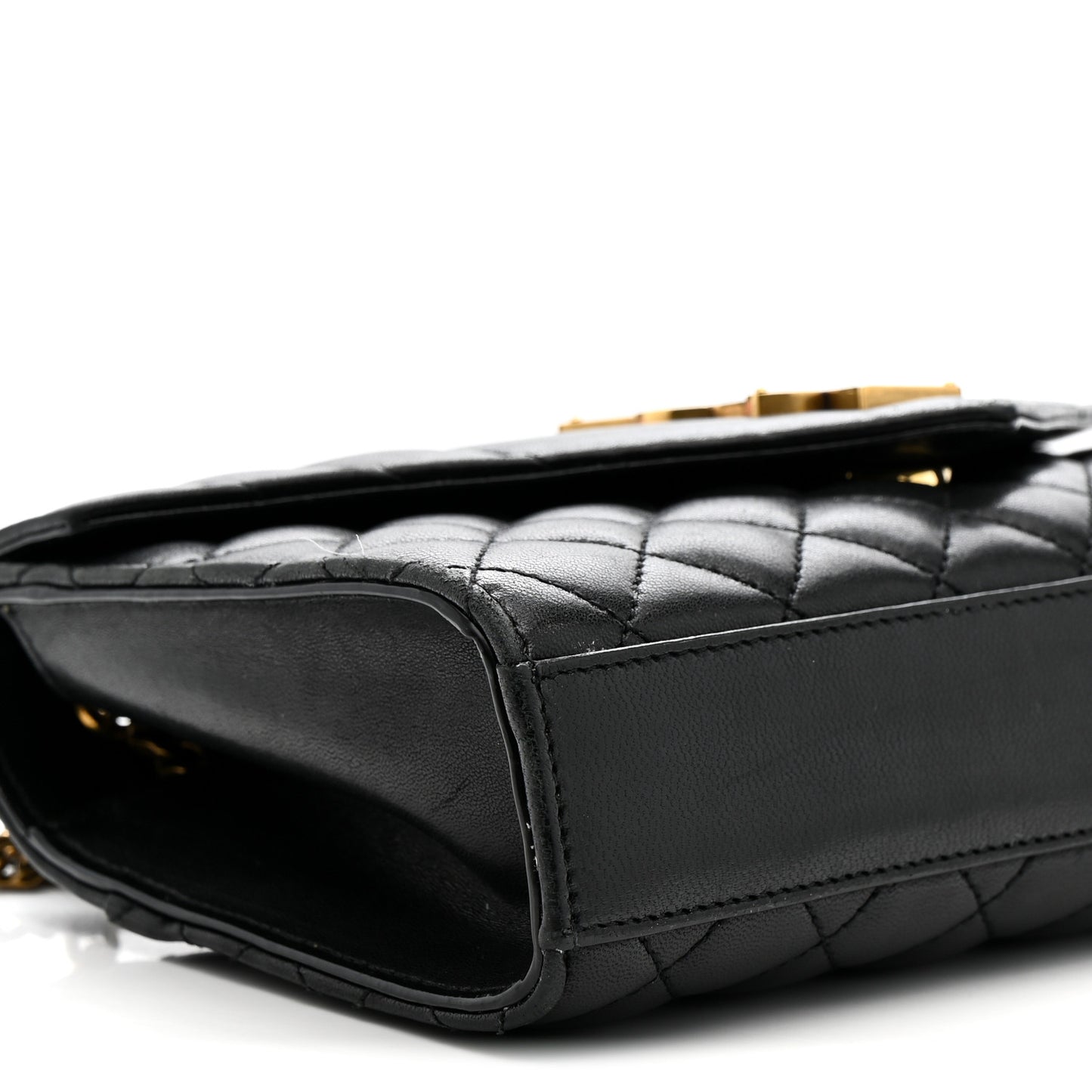 Lambskin Mixed Matelasse Triquilt Small Monogram Satchel Black