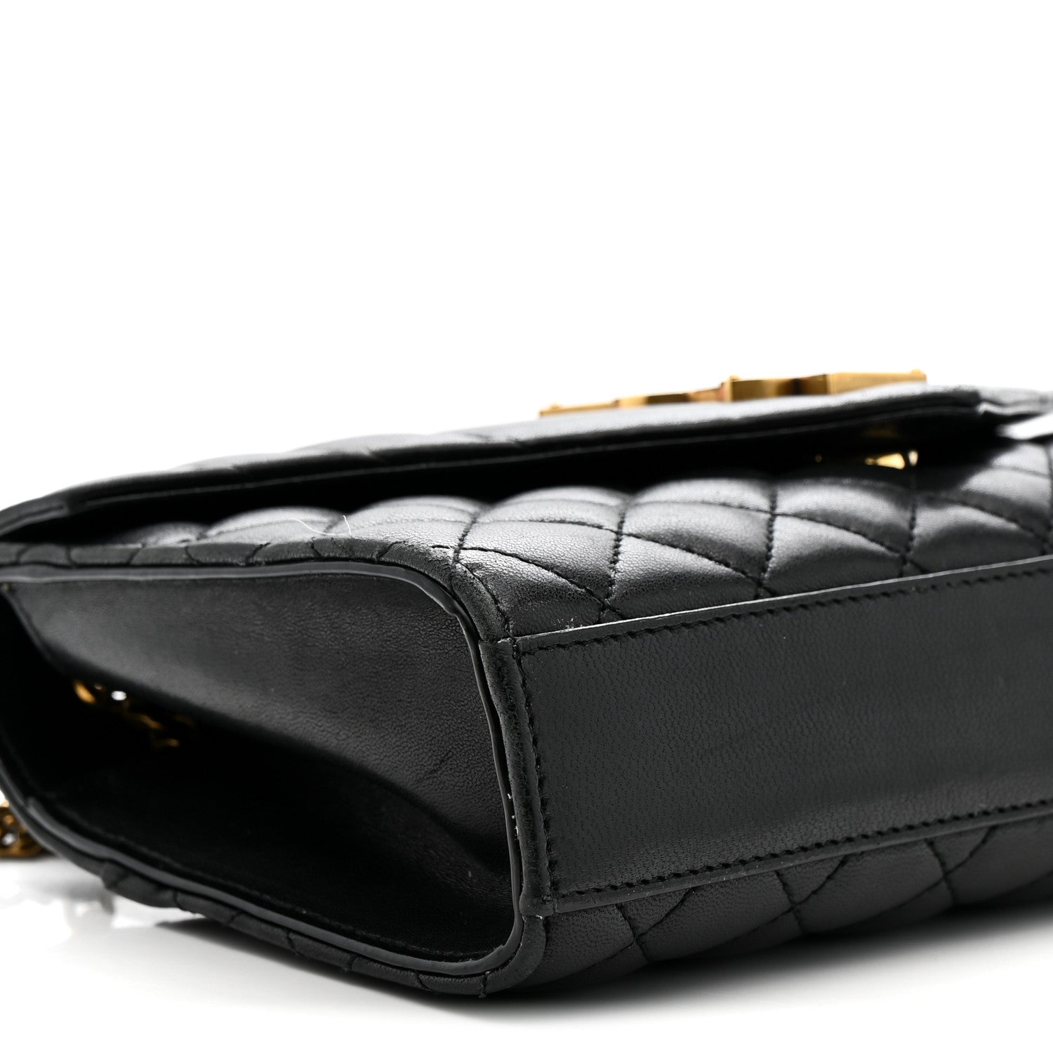 Saint Laurent Lambskin Mixed Matelasse Triquilt Small Monogram Satchel Black 5 of 22
