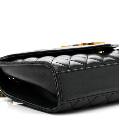 Saint Laurent Lambskin Mixed Matelasse Triquilt Small Monogram Satchel Black 5 of 22