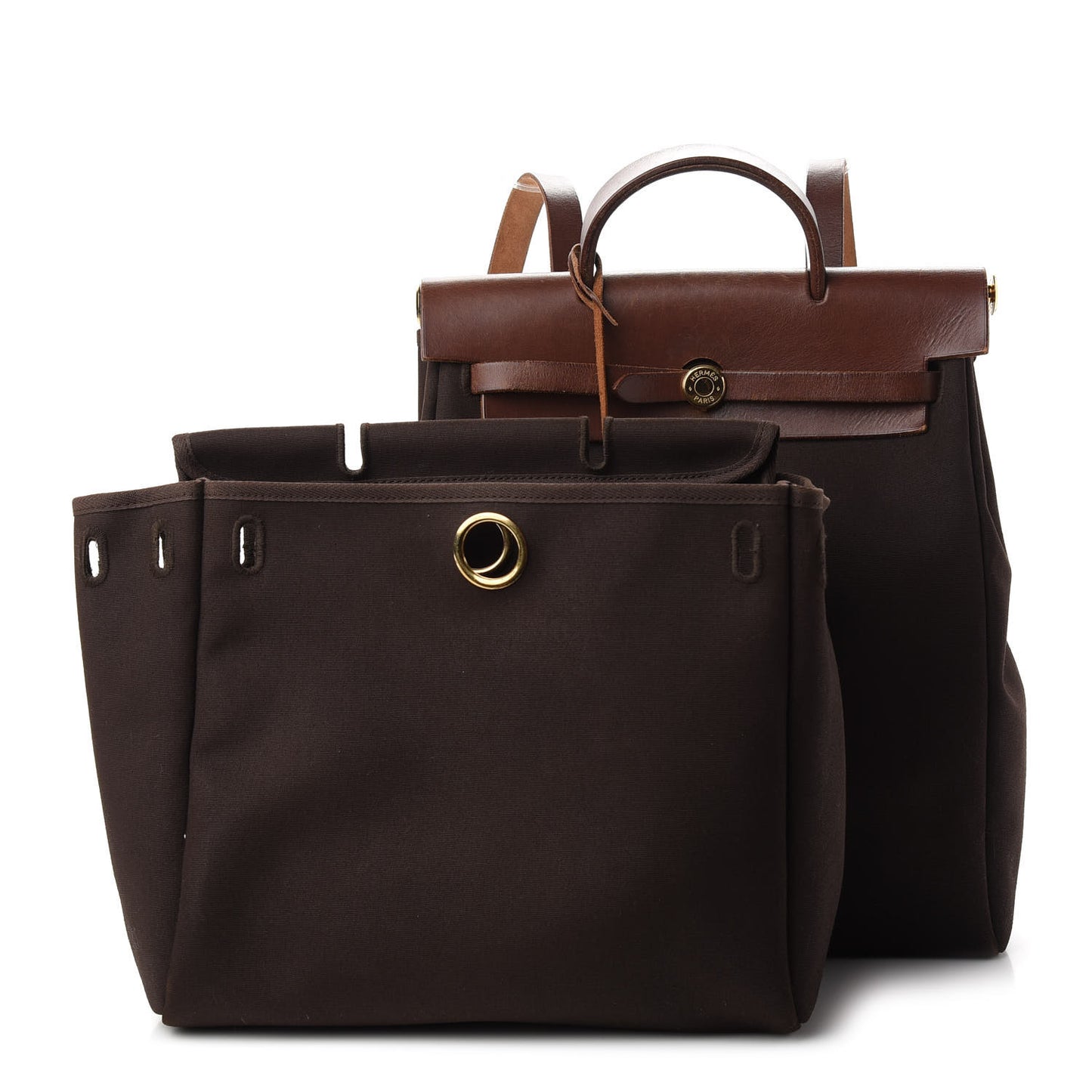 Toile Vache Calfskin Herbag 30 PM Backpack Havane