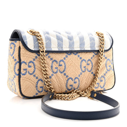Gucci Raffia GG Monogram Matelasse Small GG Marmont Shoulder Bag Natural Royale Off White 3 of 10