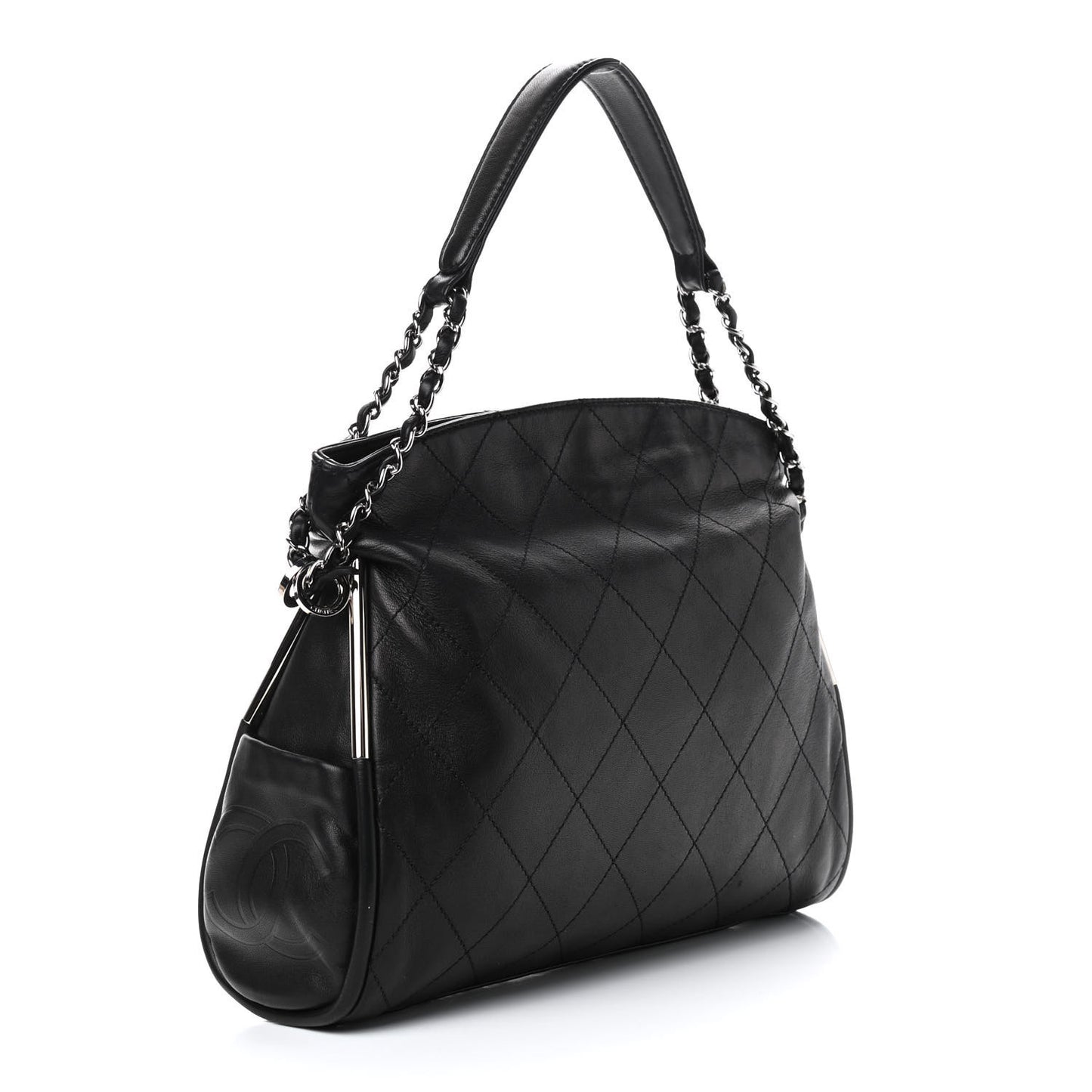 Lambskin Stitched Medium Ultimate Soft Tote Black