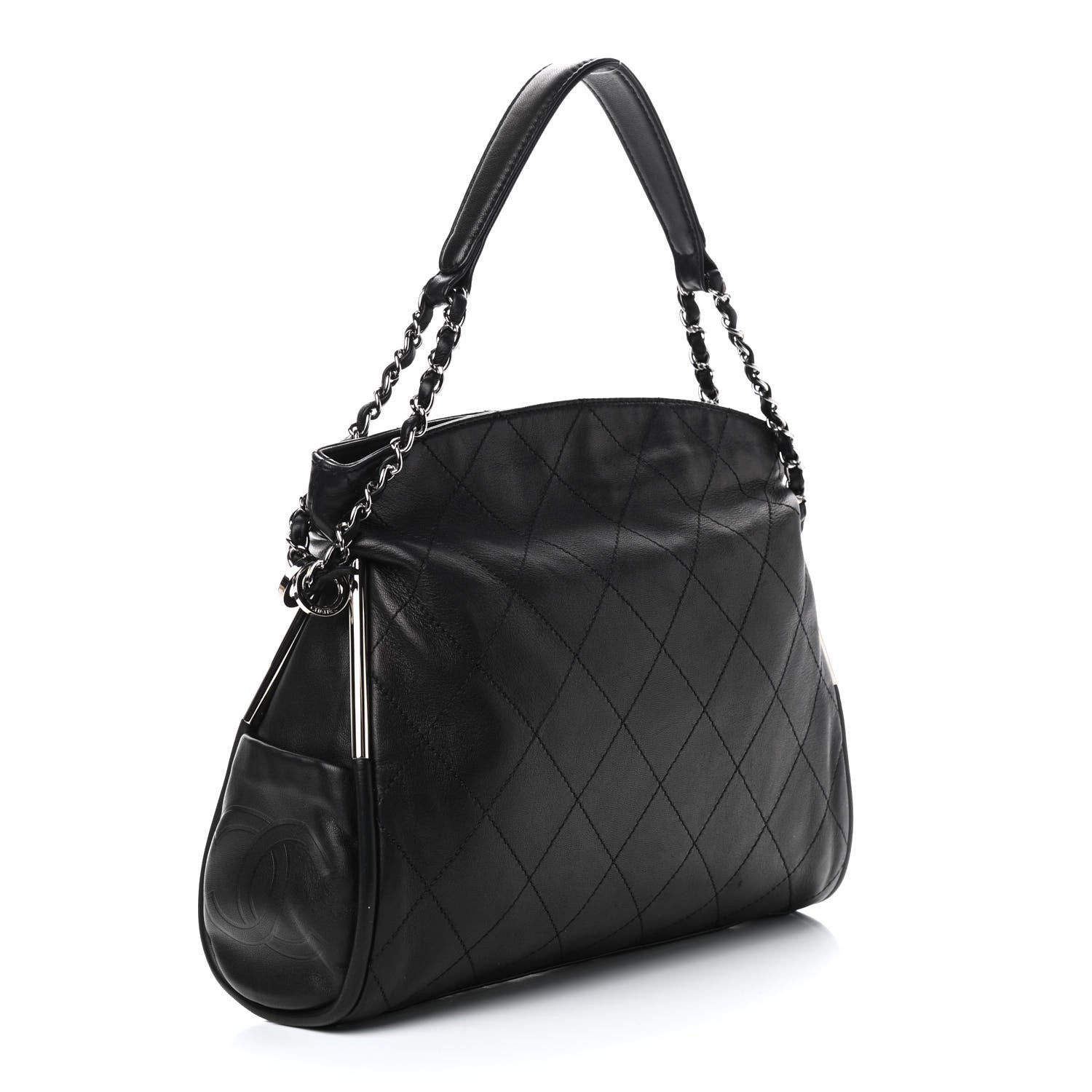 Chanel Lambskin Stitched Medium Ultimate Soft Tote Black 2 of 8