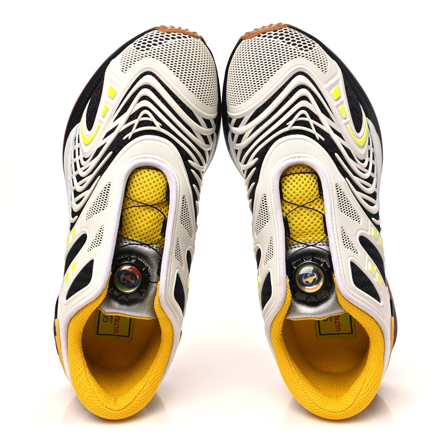 Gucci Fabric Womens Ultrapace R Mid Top Sneakers 39.5 White Yellow 2 of 8