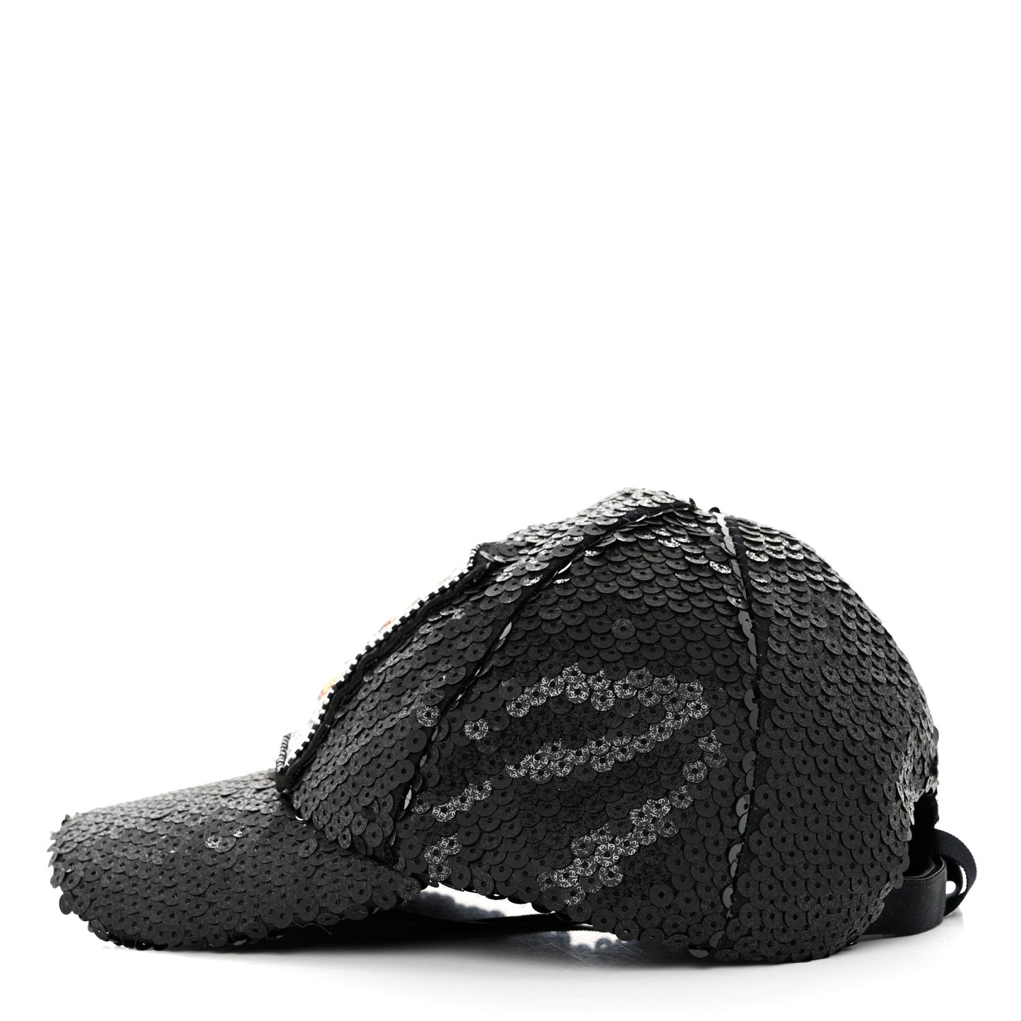 Sequin Embellished CC Baseball Cap Hat Black