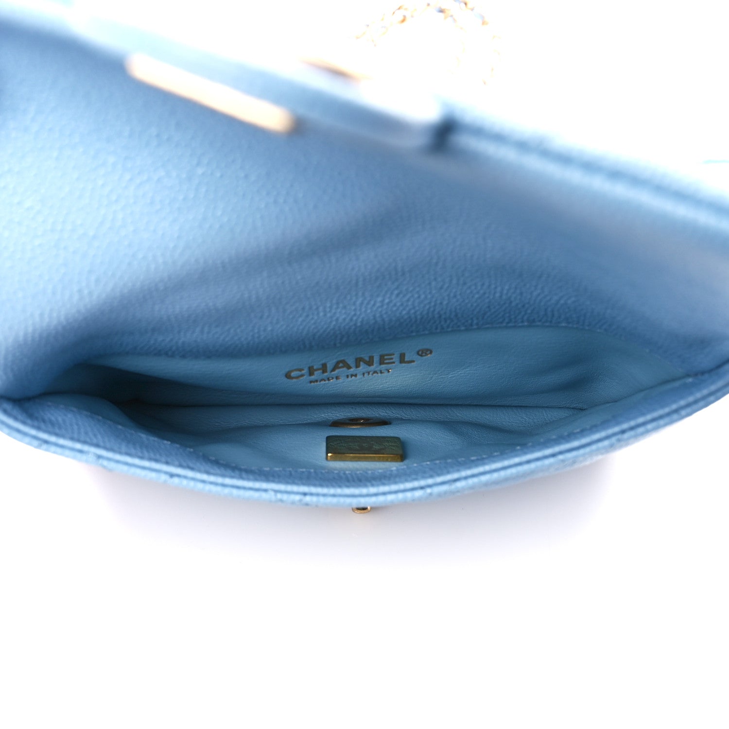 Chanel Shiny Caviar Pick Me Up Flap Belt Bag Light Blue 5 of 14