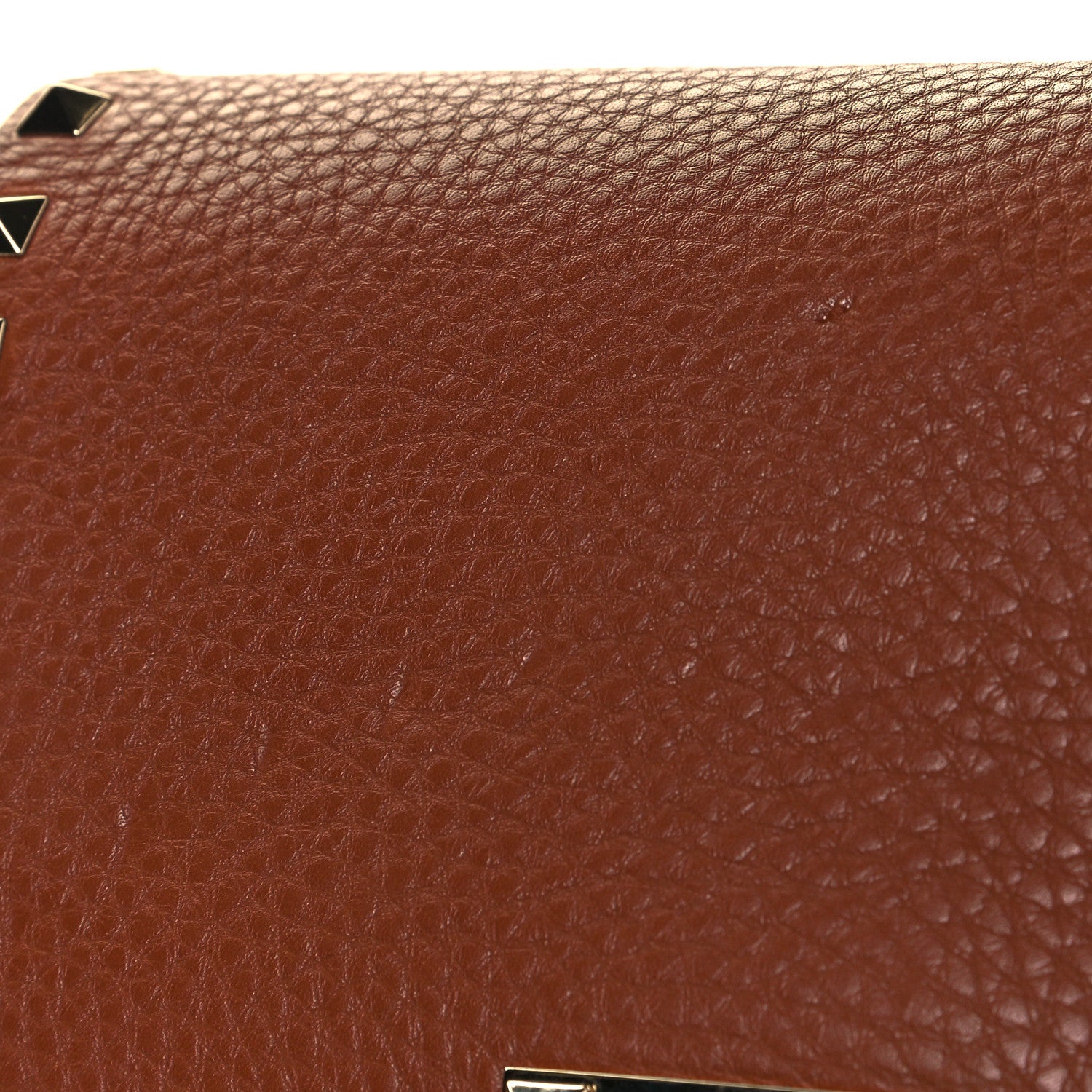 Valentino Garavani Pebbled Calfskin Rockstud Flip Lock Flap Messenger Saddle Brown 9 of 9