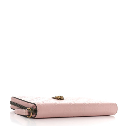 Gucci Guccissima Signature Crystal Cat Zip Around Wallet Light Candy Pink 4 of 10
