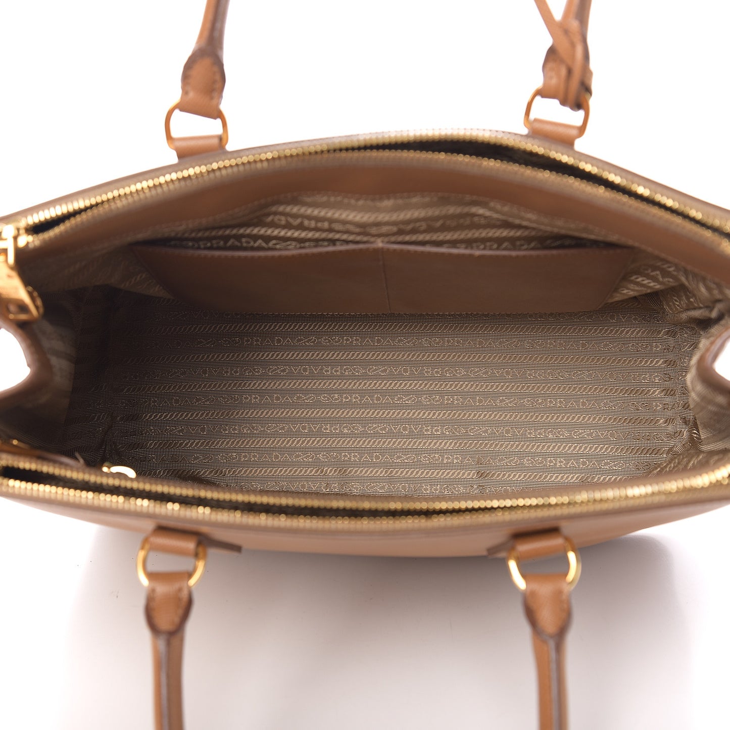 Saffiano Medium Galleria Double Zip Tote Caramel