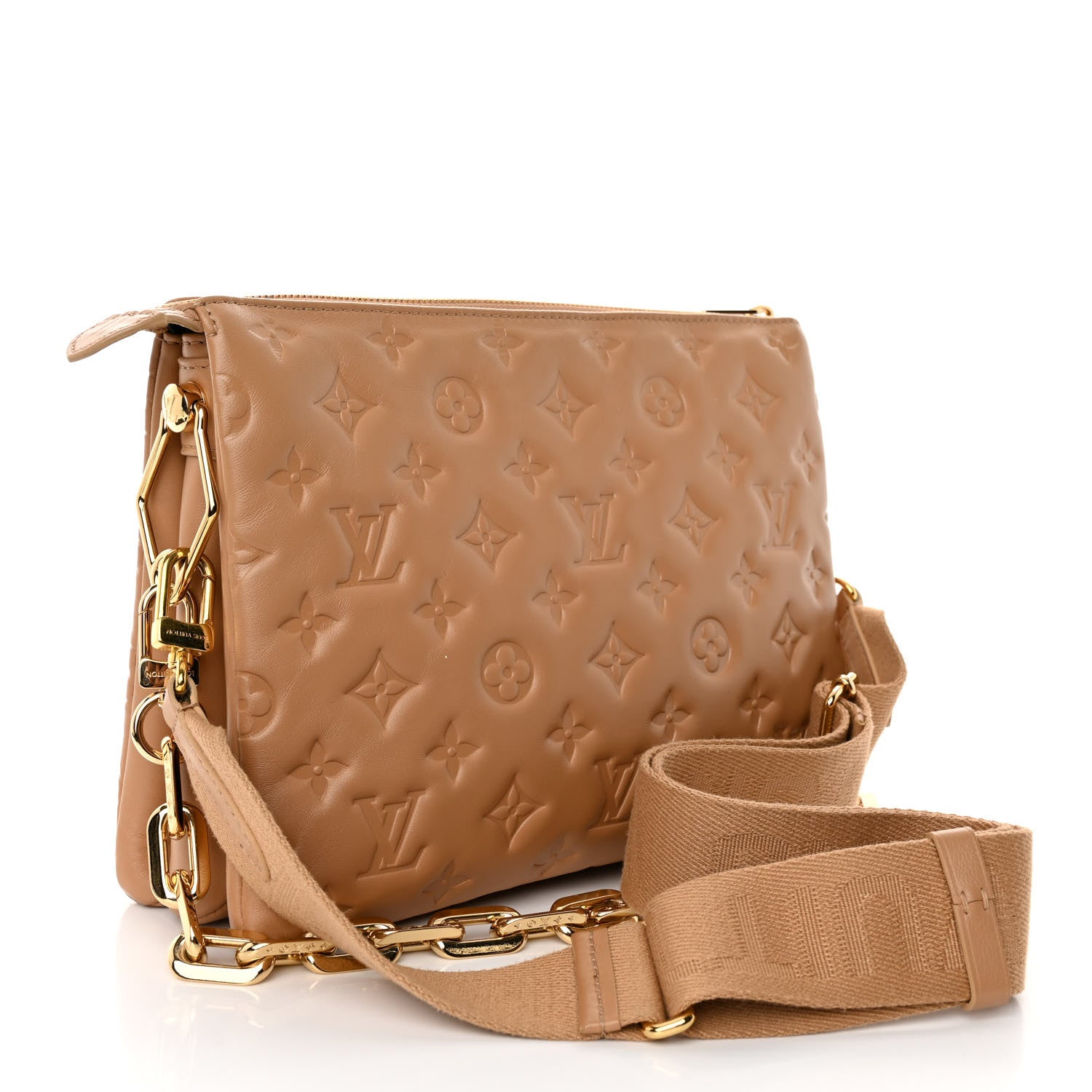 Louis Vuitton Lambskin Embossed Monogram Coussin PM Camel 3 of 11