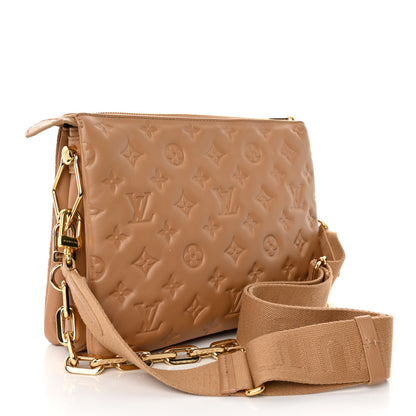 Louis Vuitton Lambskin Embossed Monogram Coussin PM Camel 3 of 11