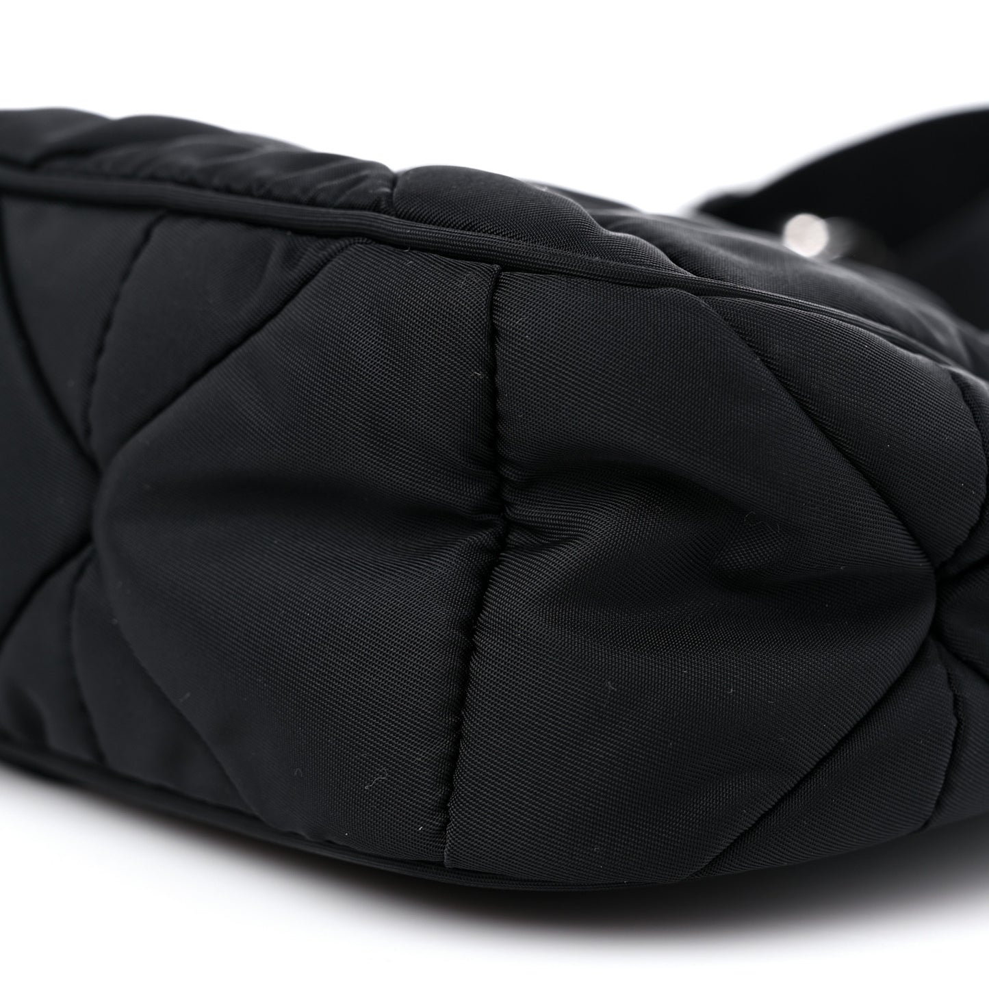 Re-Nylon Triangle Padded Patchwork Shoulder Bag Black