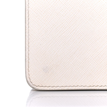 Prada Saffiano Shine Monochrome Mini Flap Crossbody Wristlet Bag Bianco 18 of 20