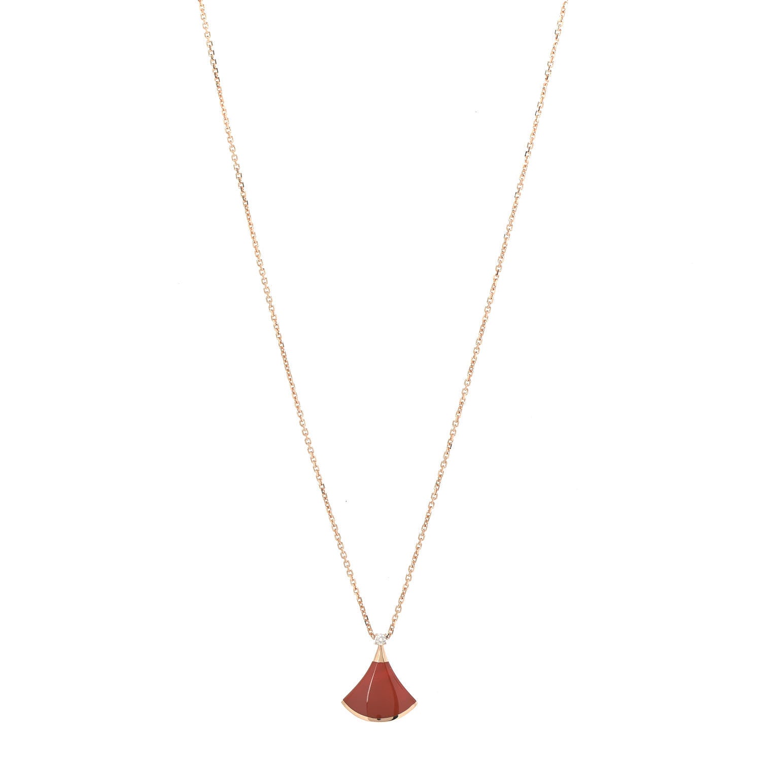 Bulgari 18K Rose Gold Diamond Carnelian Divas' Dream Pendant Necklace 1 of 6