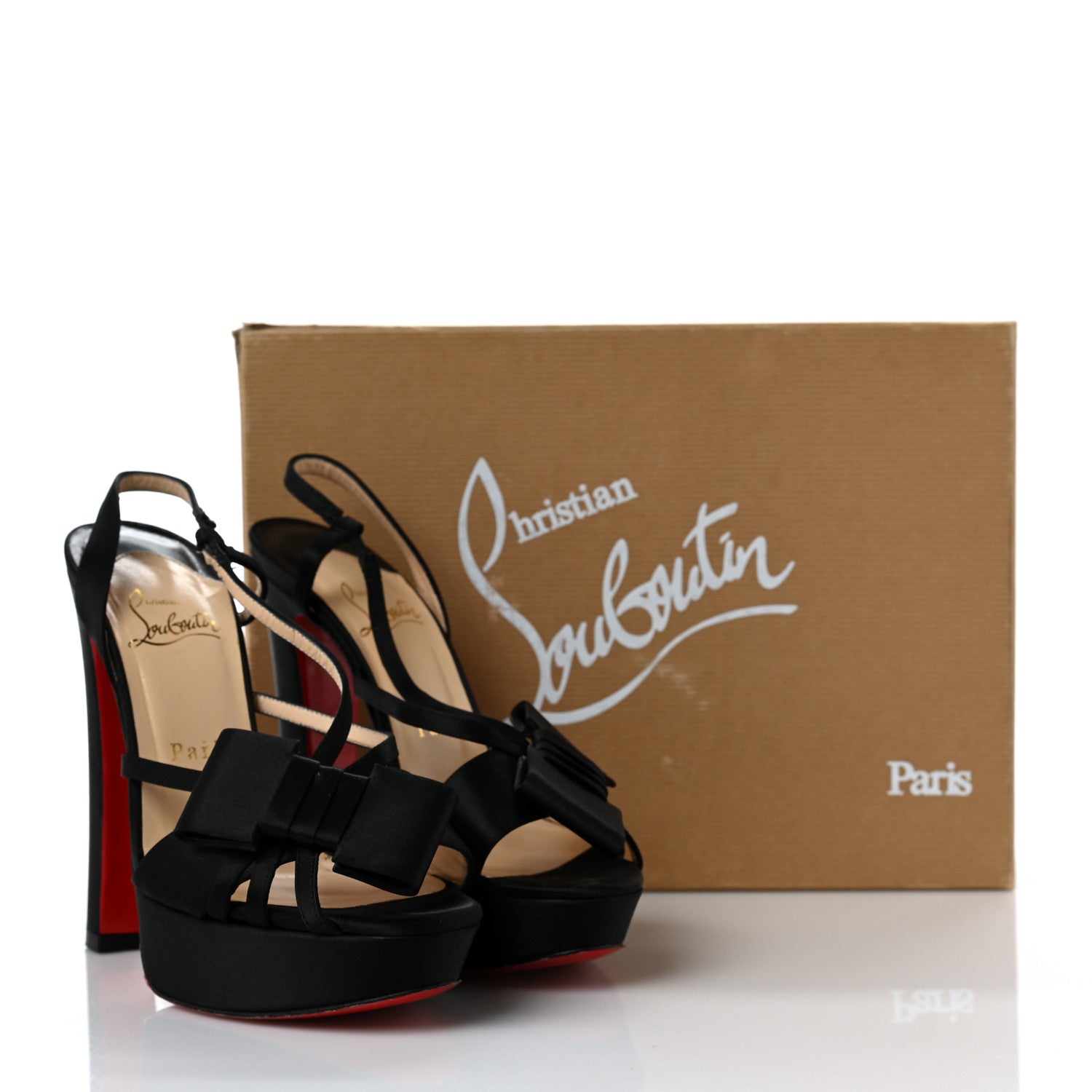 Christian Louboutin Satin Disconoeud Platform Sandals 37 Black 8 of 8