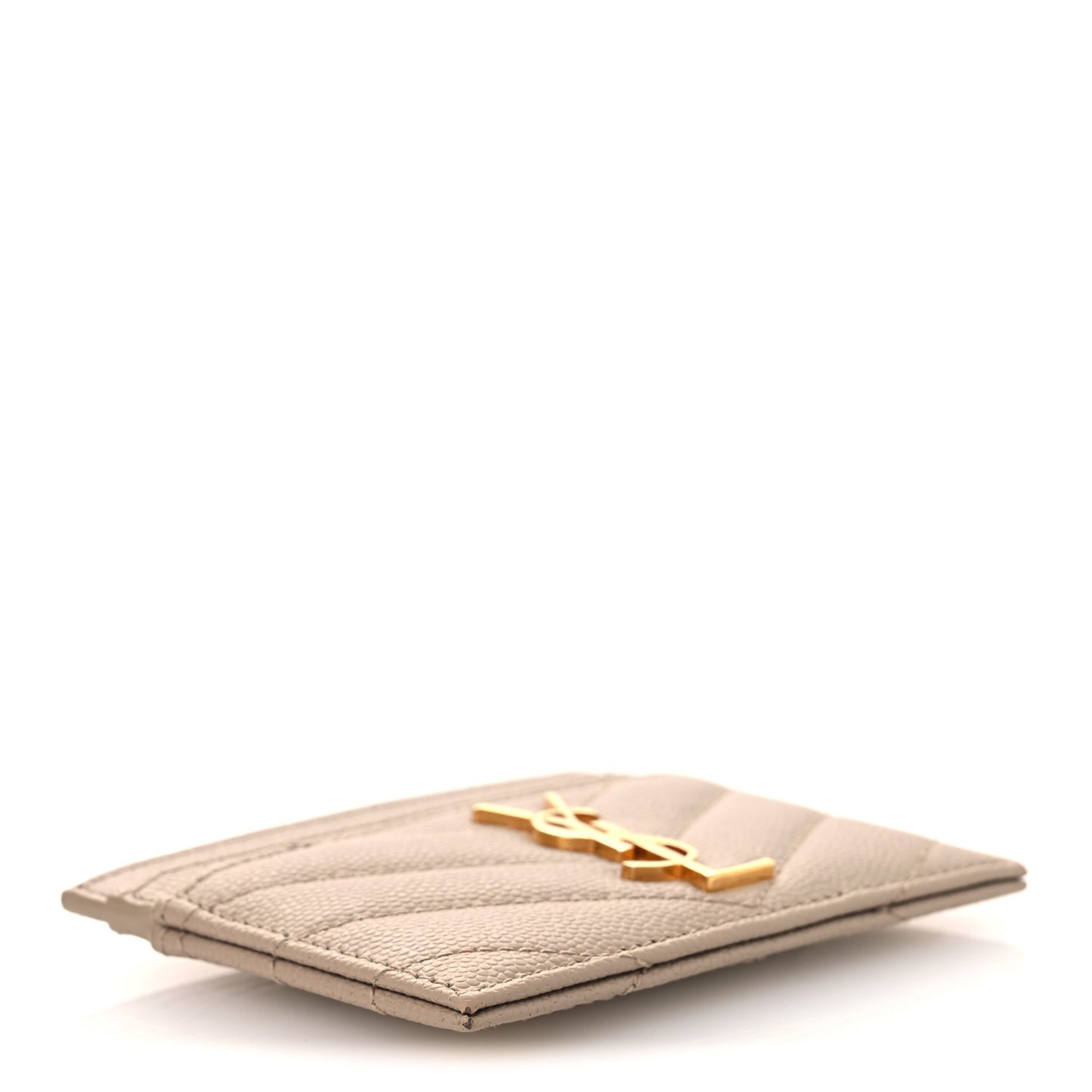 Grain De Poudre Matelasse Chevron Monogram Credit Card Case Dark Beige