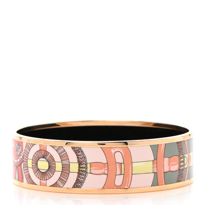 Hermes Enamel Printed Wide Cavald'Or Bracelet 70 Romantique 3 of 6