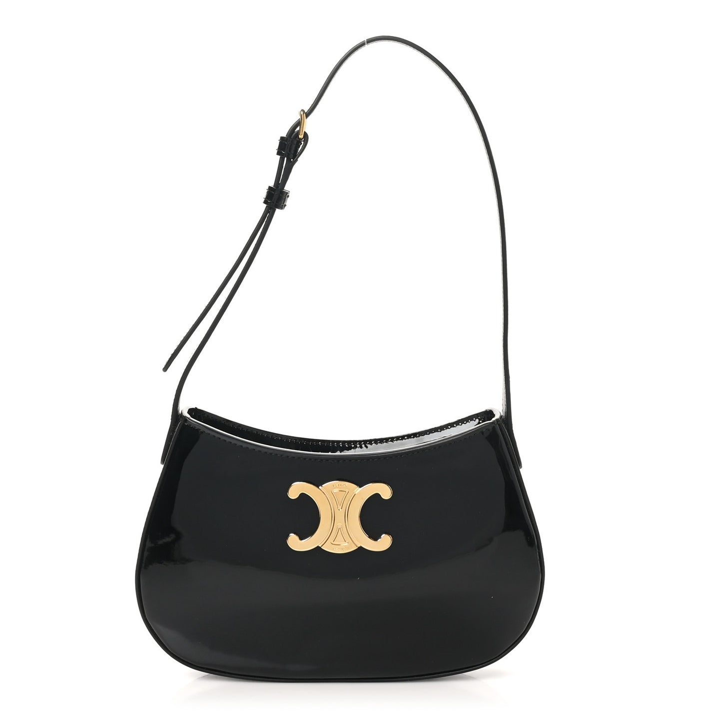 Patent Calfskin Medium Tilly Triomphe Shoulder Bag Black