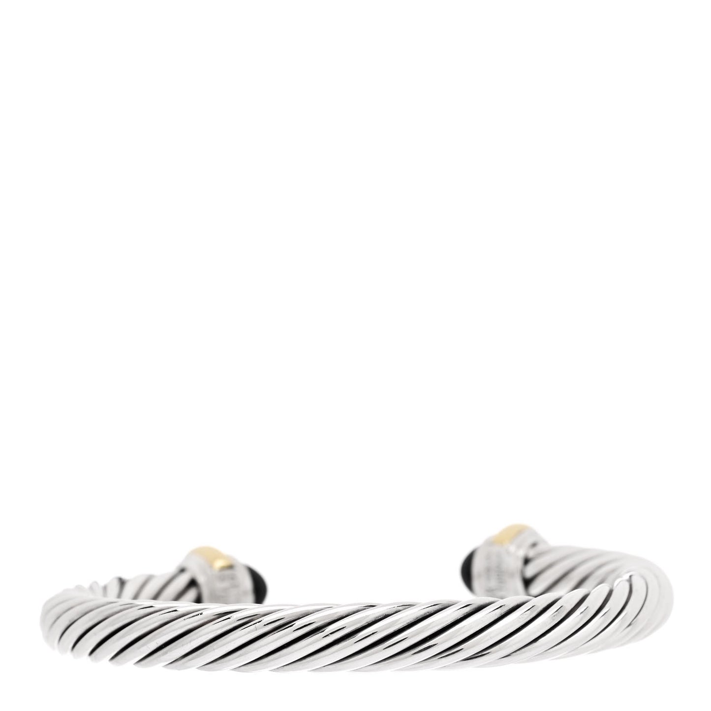 Sterling Silver 14K Yellow Gold Black Onyx 7mm Cable Classics Bracelet