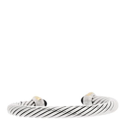 David Yurman Sterling Silver 14K Yellow Gold Black Onyx 7mm Cable Classics Bracelet 2 of 3