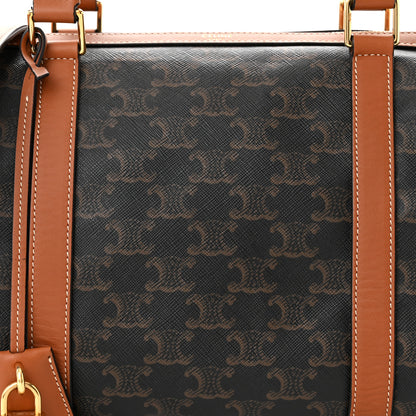 Celine Triomphe Canvas Calfskin Boston Bag Tan 8 of 11