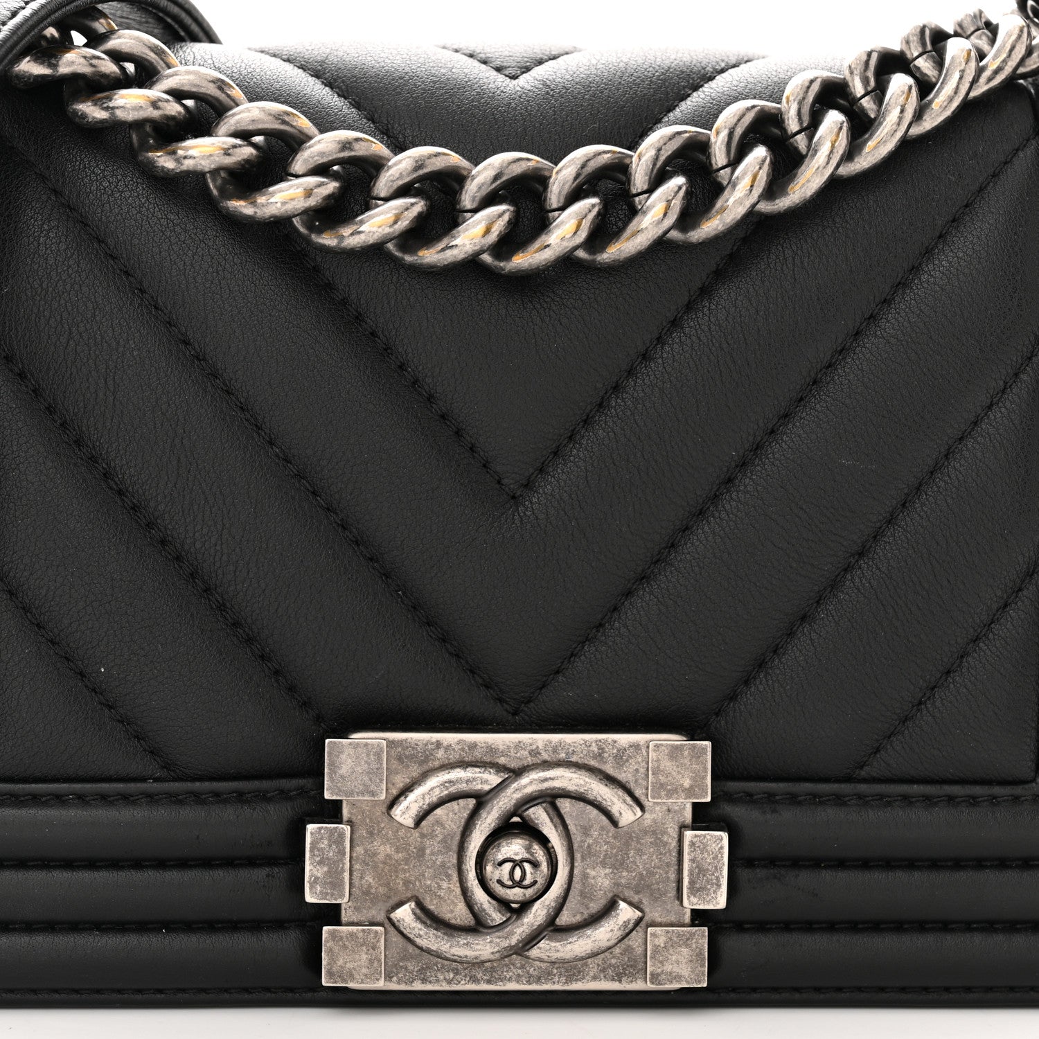 Chanel Calfskin Chevron Quilted Small Boy Flap Black 8 of 12