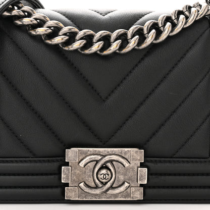 Chanel Calfskin Chevron Quilted Small Boy Flap Black 8 of 12