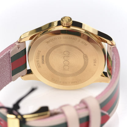 Gucci Stainless Steel Calfskin 38mm G-Timeless Stripe Web Quartz Watch Pink 5 of 6