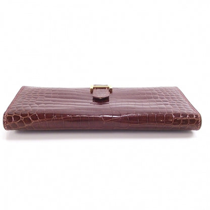 Hermes Crocodile Bearn Bi-Fold Wallet Brown 4 of 8