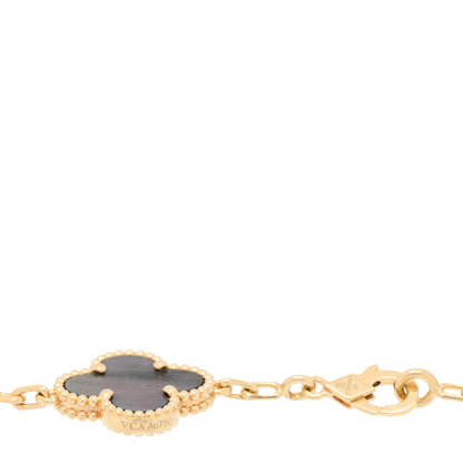 Van Cleef & Arpels 18K Yellow Gold Gray Mother of Pearl 5 Motifs Vintage Alhambra Bracelet 3 of 3