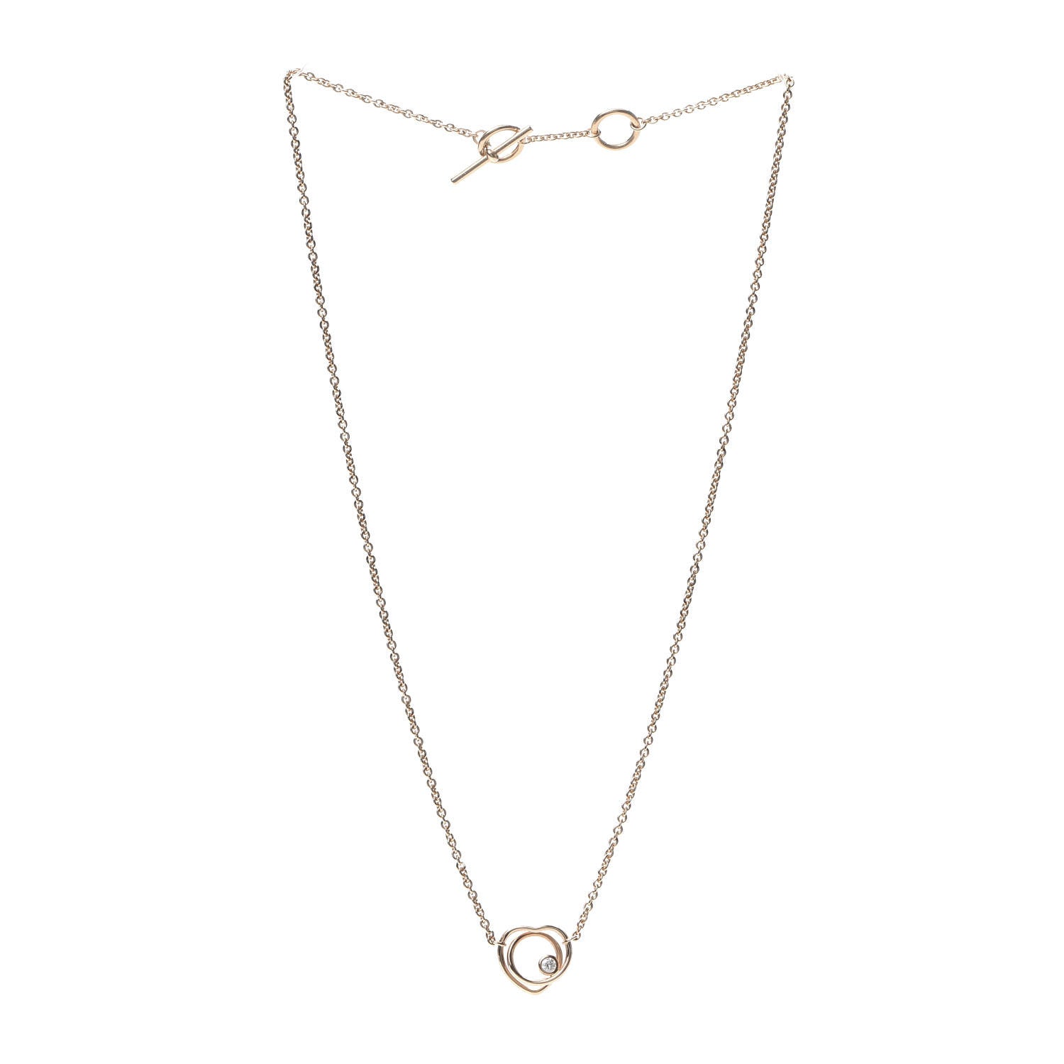 Hermes 18K Rose Gold Diamond TPM Vertige Coeur Necklace ST 3 of 7
