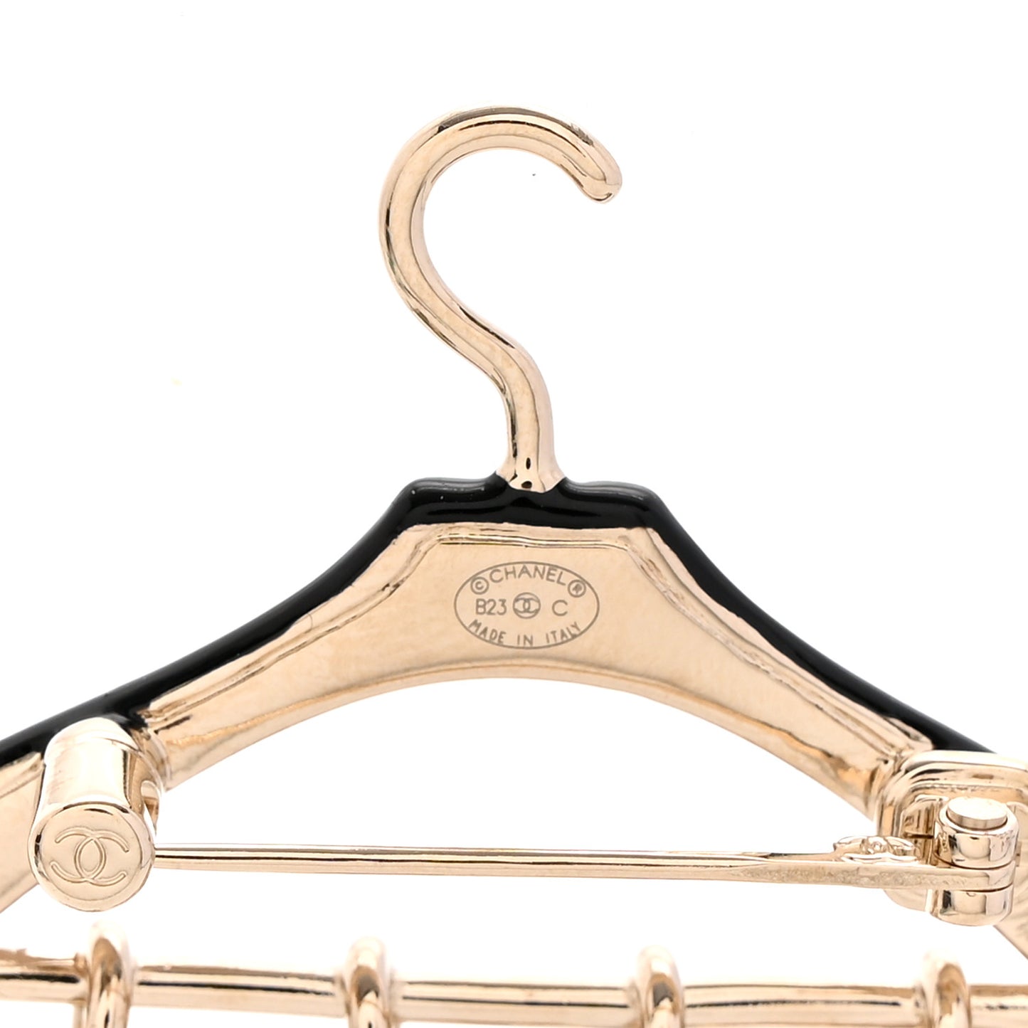 Crystal Gripoix CC Charms Hanger Brooch Gold