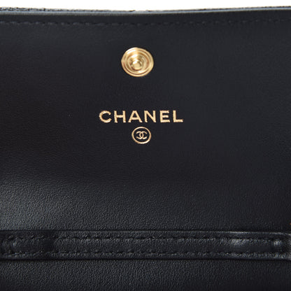 Chanel Shiny Crumpled Calfskin Quilted Chanel 19 Flap Coin Purse With Chain Black 6 of 10