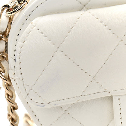 Chanel Lambskin Quilted CC In Love Heart Clutch With Chain White 11 of 13