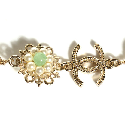 Chanel Pearl Camellia CC Long Necklace Gold Pink Green 4 of 6