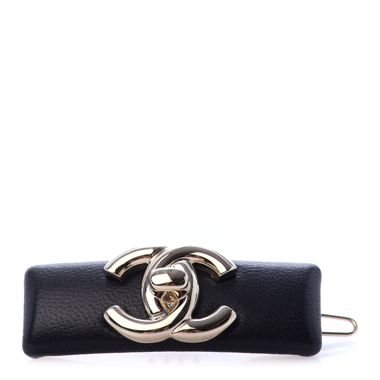 Lambskin Turnlock CC Hair Clip Barrette Black