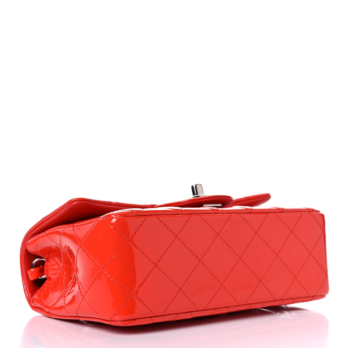 Patent Calfskin Quilted Mini Rectangular Flap Red