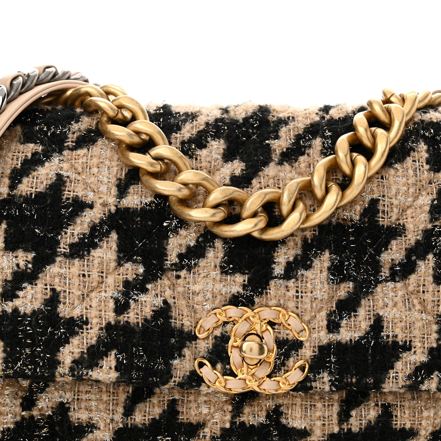 Chanel Tweed Large Chanel 19 Flap Beige Black 8 of 10