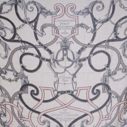 Hermes Cashmere Silk L Instruction Du Roi Shawl 140 1 of 9