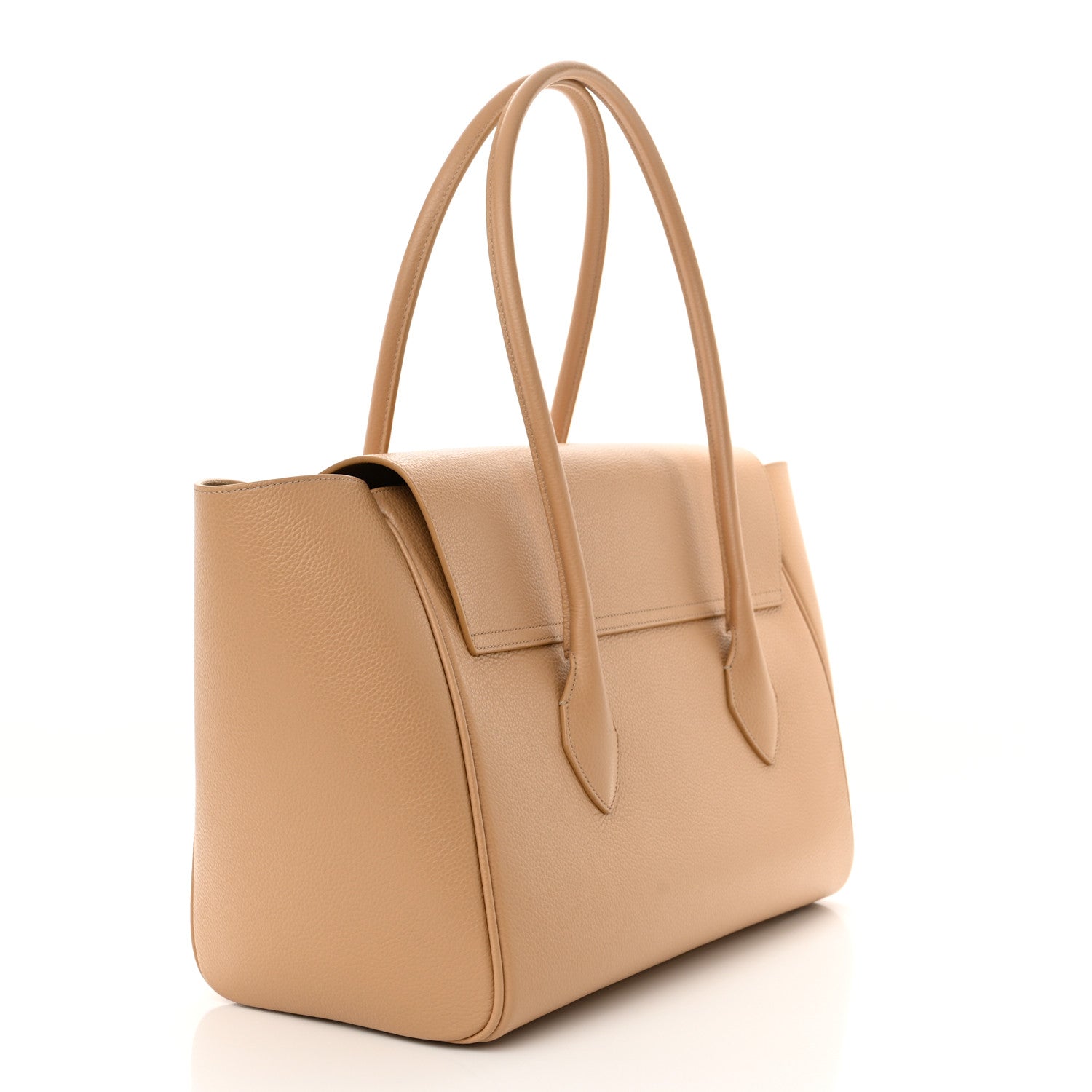 Salvatore Ferragamo Hammered Calfskin XL East West Tote Bag Light Camel 3 of 10